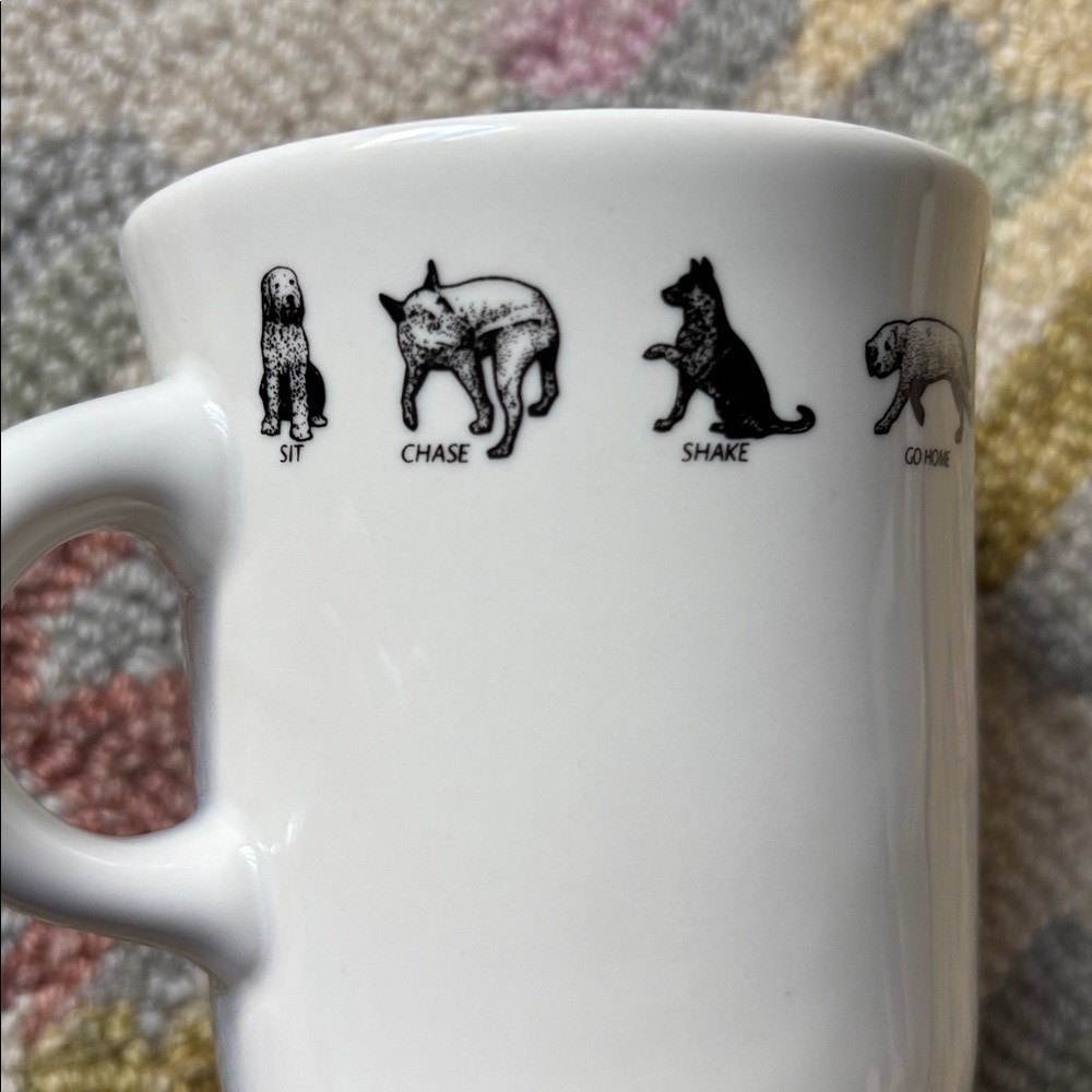 🐕🐩Fishs Eddy Dogs + Dog Tricks ceramic heavy duty diner-style mug EUC